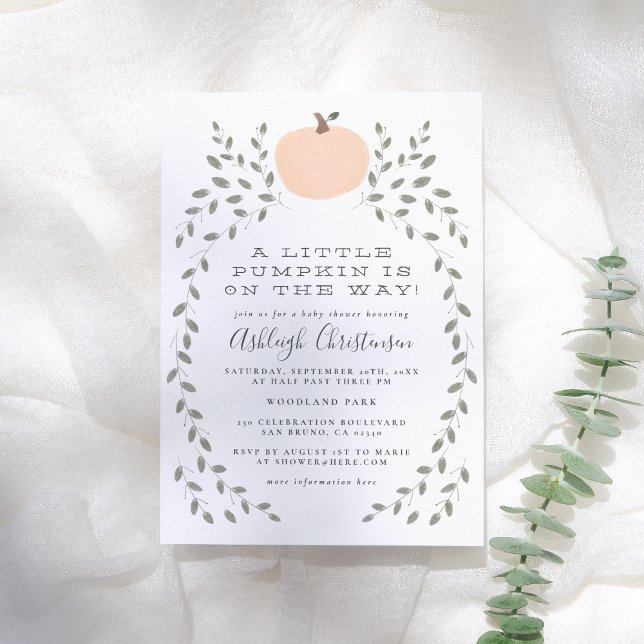 Convites Pequeno Pumpkin Cute Rustic Mão Desenhada Chá de f (Criador carregado)