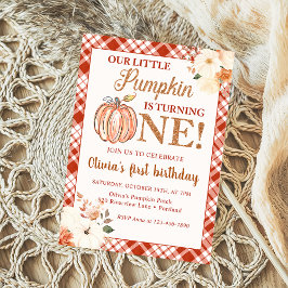 Convites Pequeno Pumpkin Floral Fall primeiro aniversario P