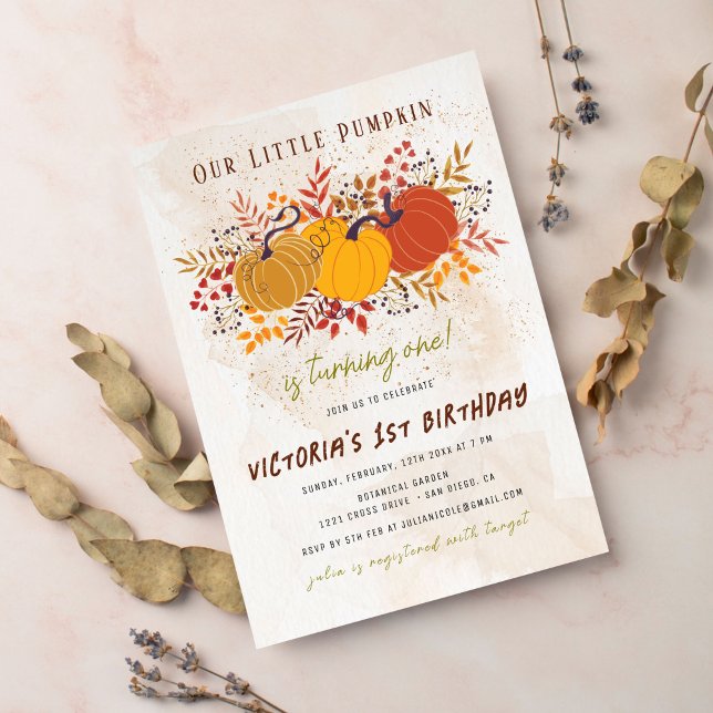 Convites Pequeno Pumpkin Foto de Fazenda fresca Primeiro An (Criador carregado)