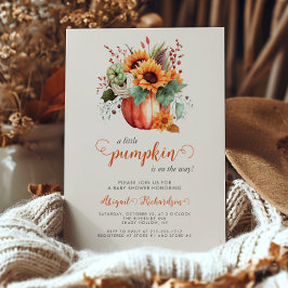 Convites Pequeno Pumpkin Girassol Chá de fraldas Floral