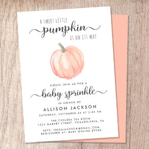 Convites Pequeno Pumpkin Laranja Aquarela Bebê Sprinkle