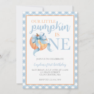 Convites Pequeno Pumpkin Pastel Arco azul primeiro aniversa