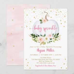 Convites Pequeno Pumpkin Pink Floral Baby Sprinkle