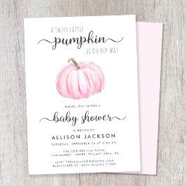Convites Pequeno Pumpkin Pink Watercolor Baby Girl Chá