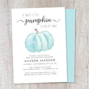 Convites Pequeno Pumpkin Watercolor Baby Boy Chá