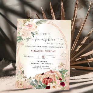 Convites Pequeno Quadro de Abóbora Flores Boho Chá de Bebê