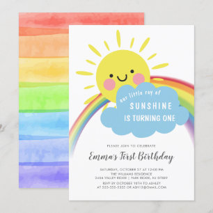 Convites Pequeno Raio De Aniversário Da Sunshine