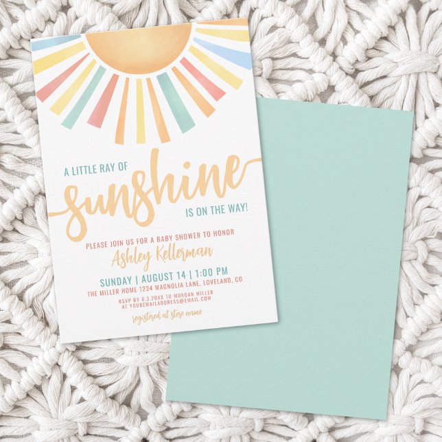 Convites Pequeno Raio De Chá de fraldas Sol (Little Ray Of Sunshine Sun Baby Shower Invitation)