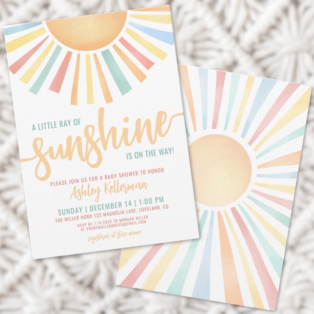 Convites Pequeno Raio De Chá de fraldas Sol (Sunshine Gender Neutral Baby Shower Invitation)