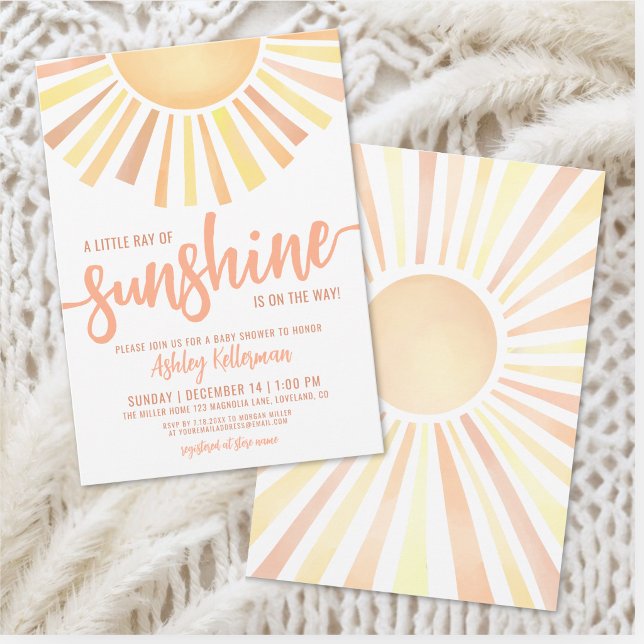 Convites Pequeno Raio De Sol Boho Chá De Bebê (Little Ray Of Sunshine Boho Baby Shower Invitation)