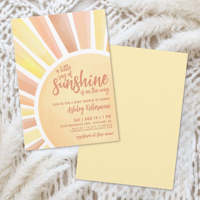 Convites Pequeno Raio De Sol Boho Chá De Bebê (Little Ray Of Sunshine Boho Baby Shower Invitation)