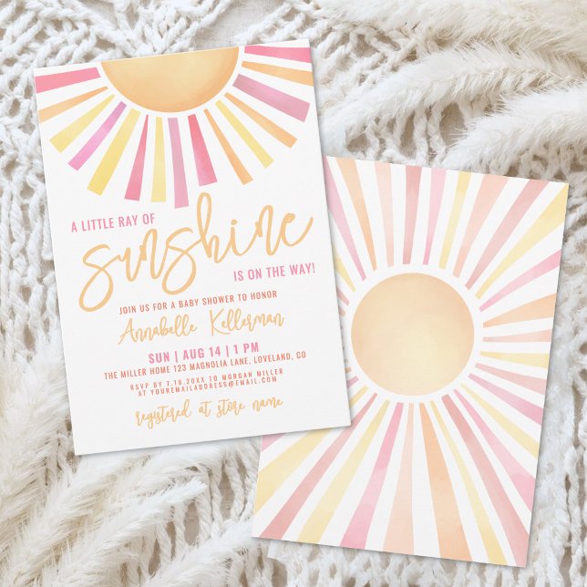 Convites Pequeno Raio De Sol Boho Chá De Bebê (Little Ray Of Sunshine Boho Baby Shower Invitation)