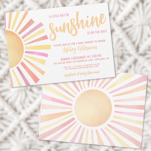 Convites Pequeno Raio De Sol Boho Chá De Bebê (Little Ray Of Sunshine Boho Baby Shower Invitation)