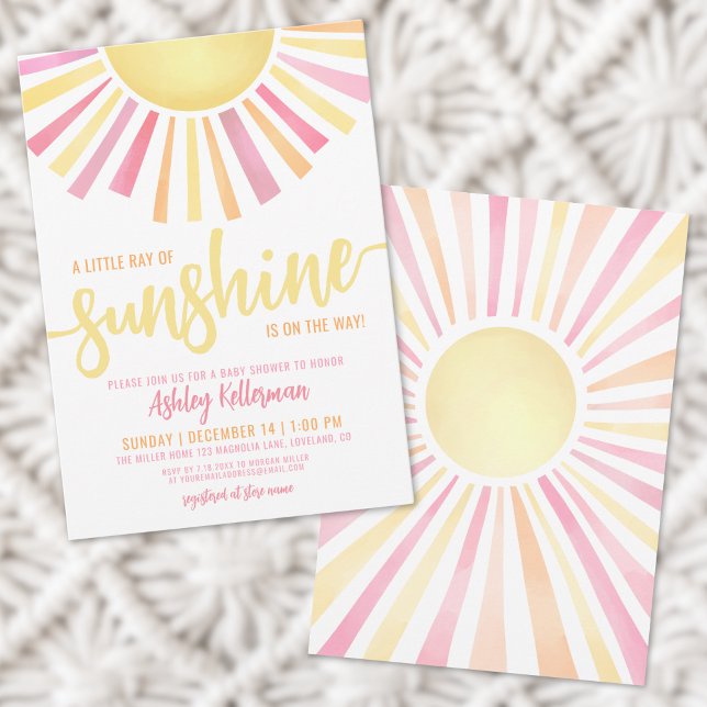 Convites Pequeno Raio De Sol Boho Chá De Bebê (Little Ray Of Sunshine Boho Baby Shower Invitation)