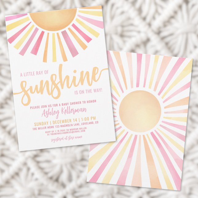 Convites Pequeno Raio De Sol Boho Chá De Bebê (Little Ray Of Sunshine Boho Baby Shower Invitation)