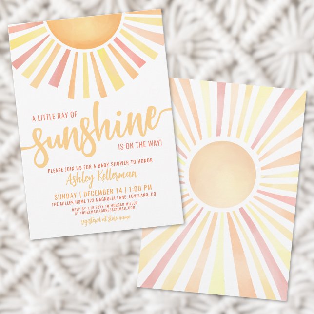 Convites Pequeno Raio De Sol Boho Chá De Bebê (Little Ray Of Sunshine Boho Baby Shower Invitation)