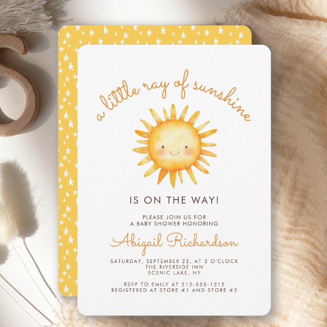 Convites Pequeno Raio de Sol Cute Baby Shower (Criador carregado)