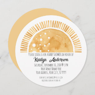 Convites Pequeno Raio Sol Chá de fraldas de Aquarela Sol