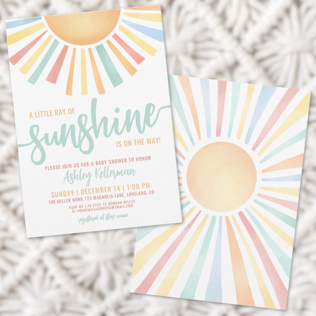 Convites Pequeno Raios Do Chá de fraldas Do Sunshine Boho (Little Ray Of Sunshine Boho Baby Shower Invitation)