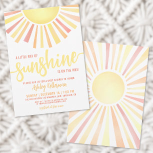 Convites Pequeno Raios Do Chá de fraldas Do Sunshine Boho