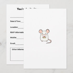 Convites Pequeno rato, tema de rato fofo design