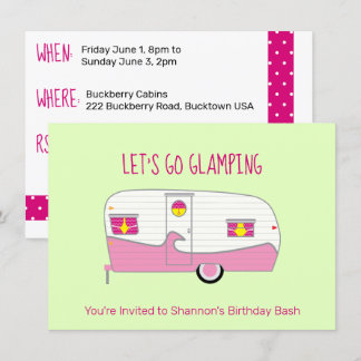 Convites Pequeno Reboque de Lata de Presunto Rosa Retrô par