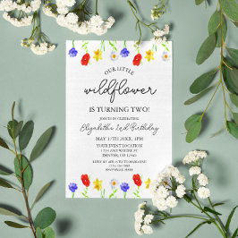 Convites Pequeno segundo aniversário de flor selvagem