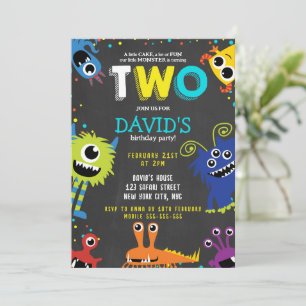 Convites Pequeno segundo aniversário de giz de Festa de ani