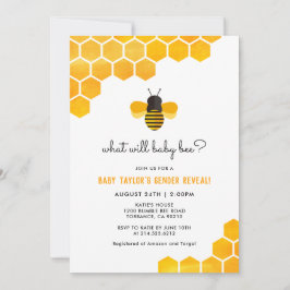 Convites Pequeno Sexo de Abelhas de Mel Chá de fraldas Reve