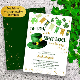 Convites Pequeno Shamrock Dia de São Patrício Menino Chá de