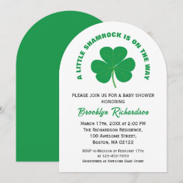 Convites Pequeno Shamrock Irlandês Branco E Chá de fraldas 