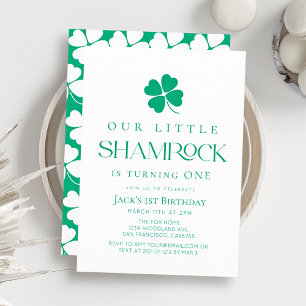 Convites Pequeno Shamrock Moderno Menino Aniversário de 1 A