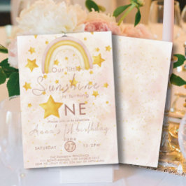 Convites Pequeno Sol Boho Arco-íris Estrela Dourada Anivers