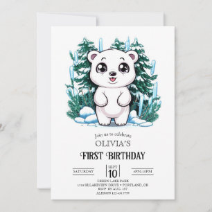 Convites Pequeno Sonho primeiro aniversario de Urso Polar D