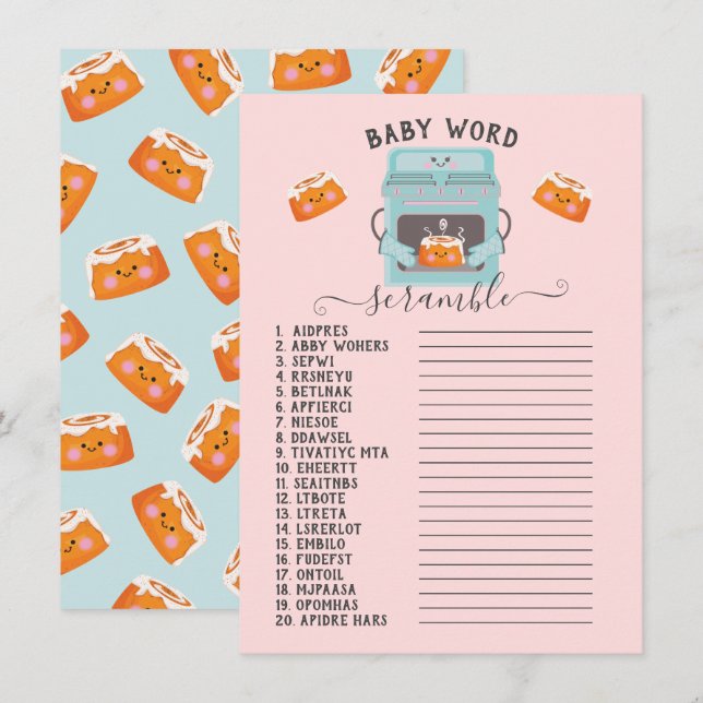 Convites Pequeno trocadilho no Oven Baby Word Scramble (Frente/Verso)