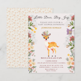 Convites Pequeno Veado, Grande Alegria Flores Rosa e Borbol