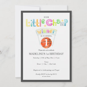 Convites Pequeno Vencedor De Basquete Champ Em Qualquer Ani