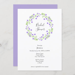Convites Pequeno Violeta Brilhante Watercolor Wreath