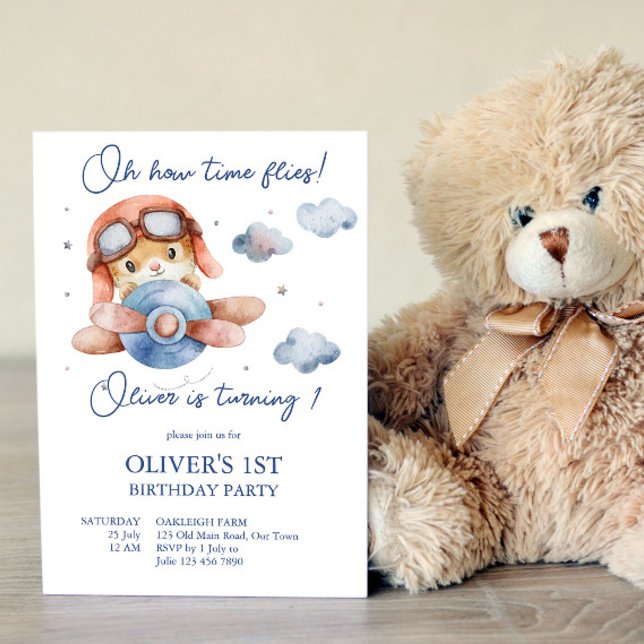 Convites Pequeno voo de avião voa aniversário (Criador carregado)