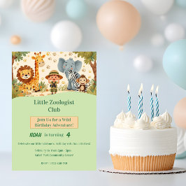 Convites Pequeno Zoólogo Safari Animais Aniversário Infanti
