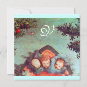 Convites PEQUENOS ÂNGULOS MONOGRAM Vermelho azul-claro anti