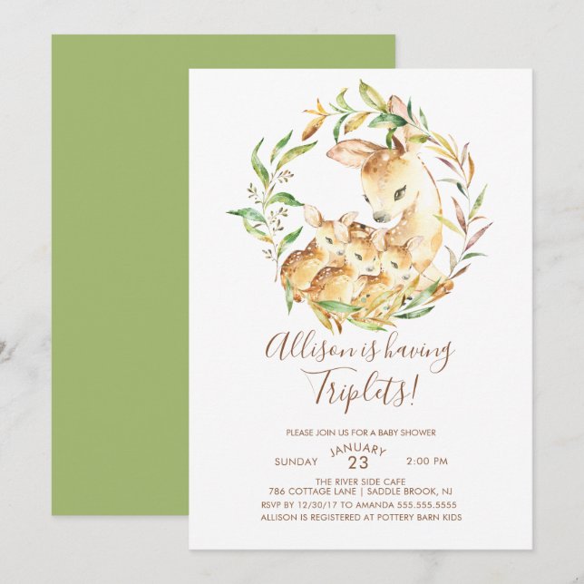 Convites Pequenos Aveados Tripletam Bebês - Chamas (Frente/Verso)