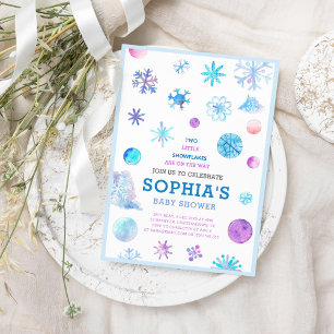 Convites Pequenos Flocos de Neve Chá de fraldas de Gêmeos E