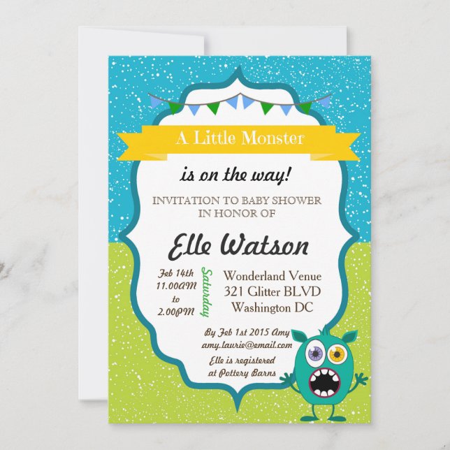 Convites Pequenos Monstros de Bebê (Frente)