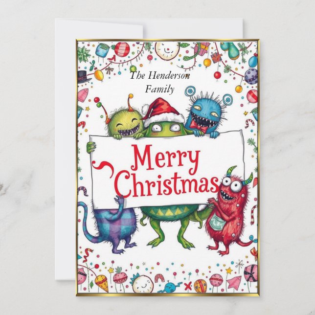 Convites Pequenos Monstros Festa de Natal muito agradável (Verso)