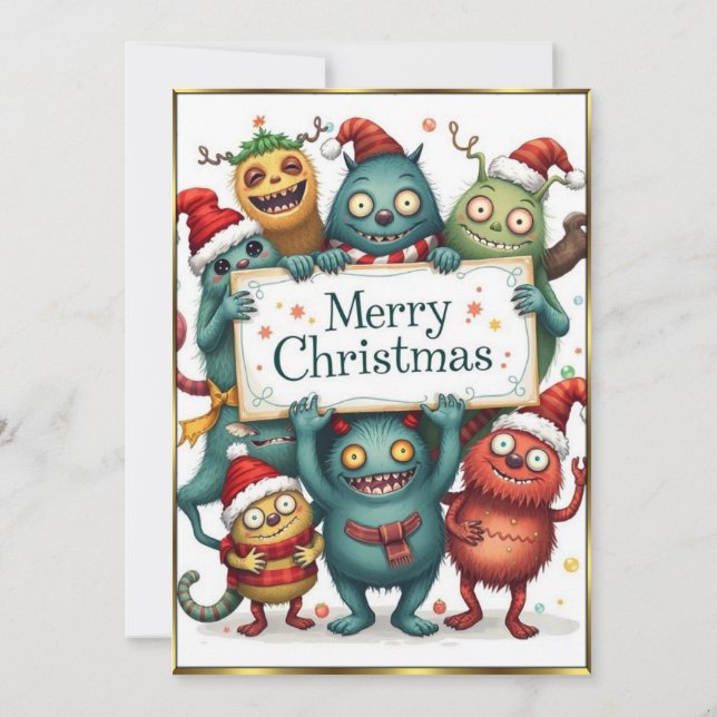 Convites Pequenos Monstros Festa de Natal muito agradável 2 (Verso)