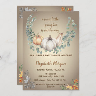 Convites Pequenos Pampkins, Folhas, Chá de fraldas de outon