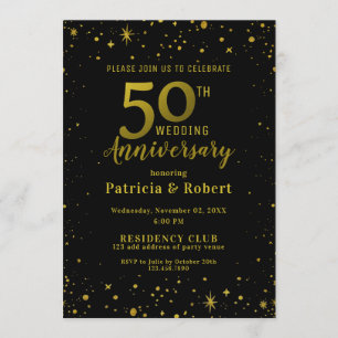 Convites Pequim e Dourado Brilho 50º Aniversário de Casamen