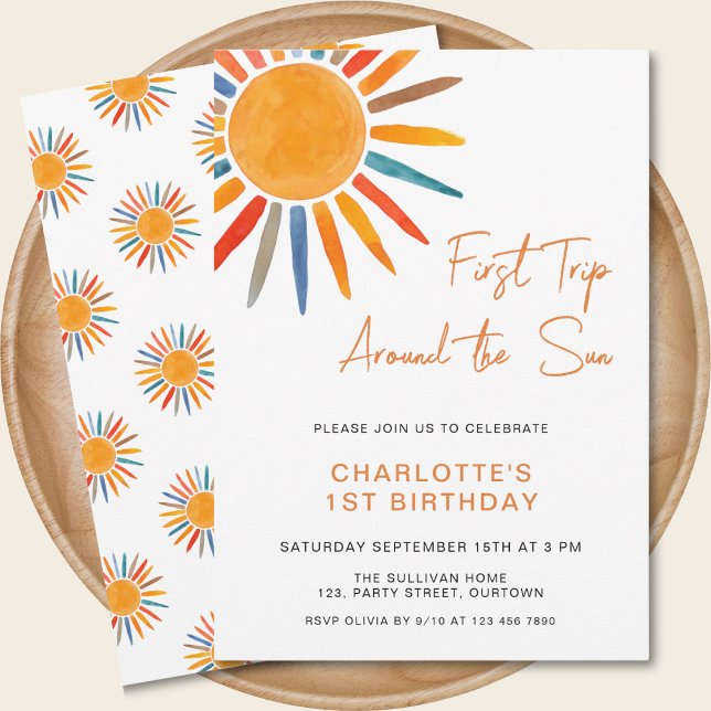 Convites Percorra o primeiro aniversario do Sol (Criador carregado)