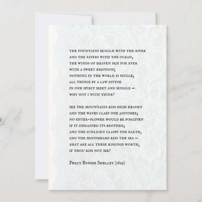 Convites Percy - Romantic Poem Wedding Invitation (Frente)